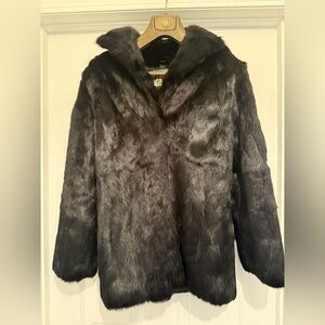 Vintage Black Rabbit Fur Jacket